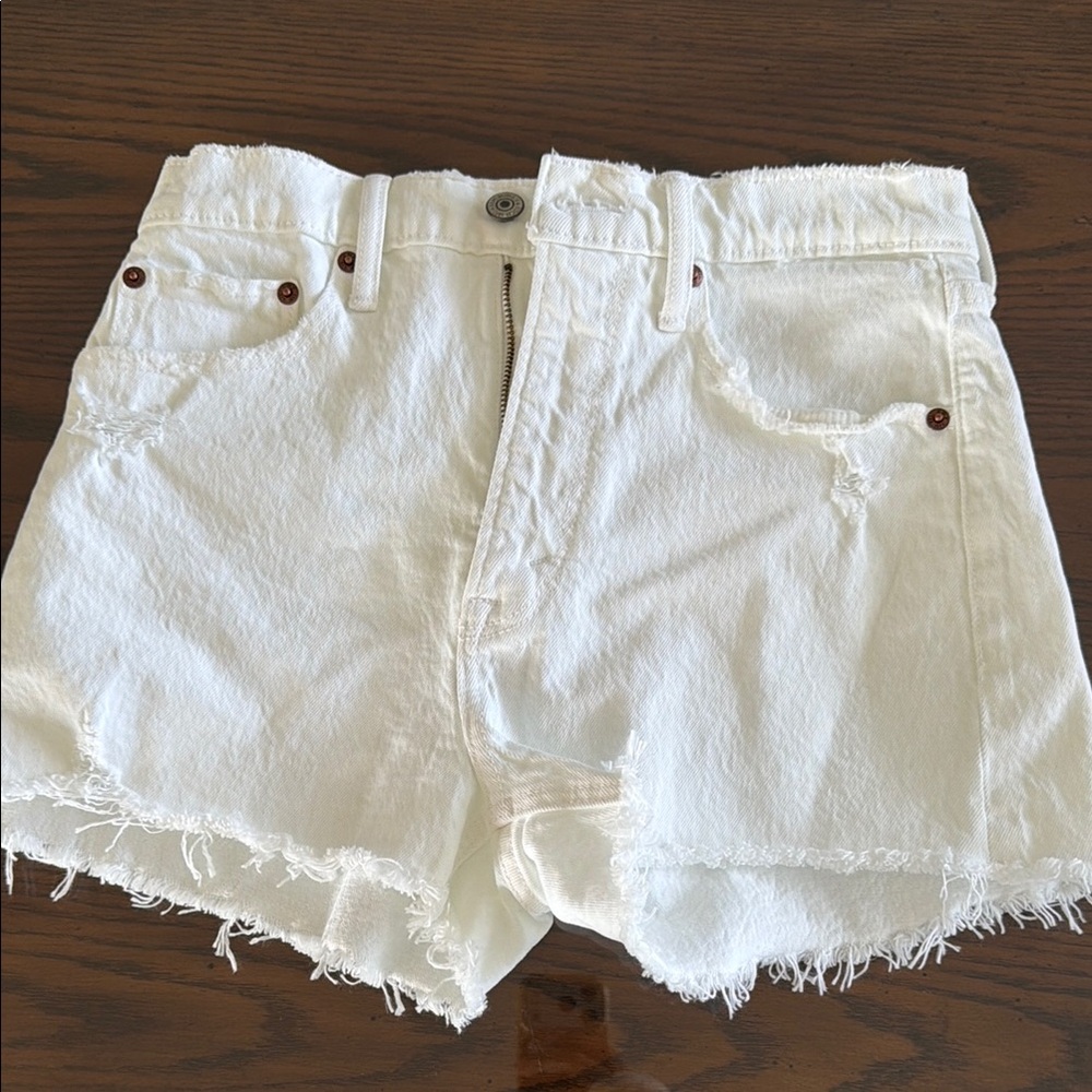 White Women's Distressed Denim Shorts